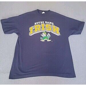 Vintage‎ Notre Dame Shirt Mens XL Blue Irish Competitor Leprechaun Logo USA 90s